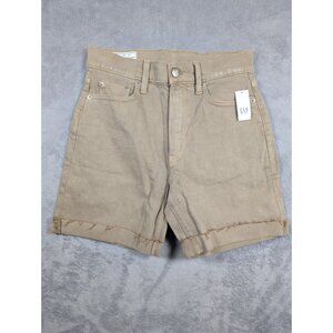 Gap Cheeky Midi Shorts Womens Size 26 Khaki High Rise Cuffed Distressed Festival